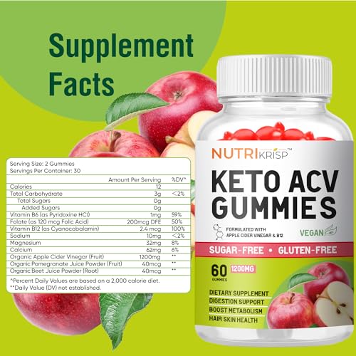 NutriKrisp Organic Keto ACV Gummy for Weight Loss - Sugar & Gluten Free Apple Cider NutriKrisp buy supplements canada