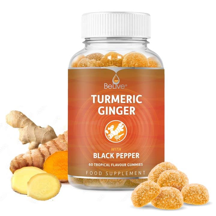 BeLive Turmeric Curcumin with Black Pepper & Ginger - 60 Gummies I Turmeric and Ginger BeLive buy supplements canada