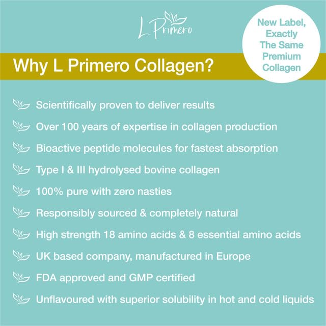 L Primero Collagen Peptides Powder 400g, Hydrolysed Unflavoured, Grass-Fed Bovine Bioactive Protein, Highly absorbable 18 Amino Acids, Keto L Primero buy supplements canada