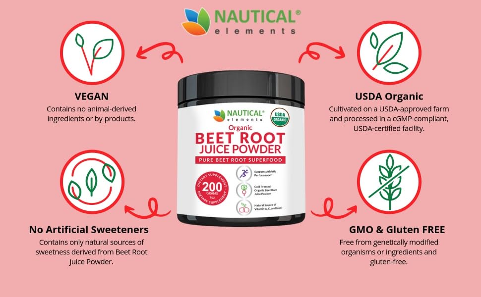 Beet Juice Powder Organic - Cold Pressed - 20:1 Concentrate - Concentrated Beet Root Nautical Elements buy supplements canada