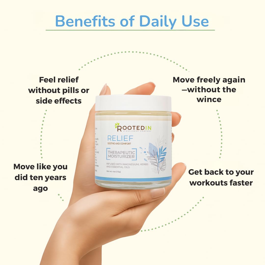 Rooted In Relief Magnesium Cream – 500mg Magnesium Chloride per Teaspoon – Enriched with Arnica, Comfrey & Botanical Blend – Targeted Muscle Support & Topical Relaxation – 4 oz Glass Jar Rooted In buy supplements canada