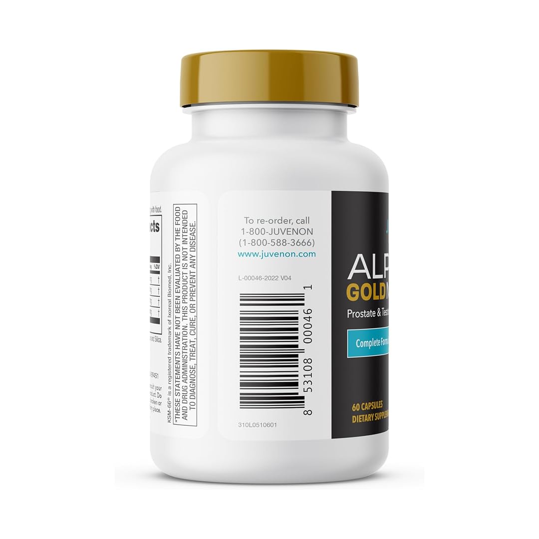 Juvenon Alpha Gold Male Testosterone Booster for Men - T-Support & Male Vitality with KSM-66 Ashwagandha + Fenugreek + Boron Citrate + Saw Palmetto, Non-GMO Vegetarian Capsules Juvenon buy supplements canada