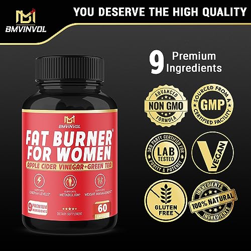Fat Burner for Women, 9-in-1 Powerful Blend of Apple Cider Vinegar, Green Tea, Garcinia Cambogia BMVINVOL buy supplements canada