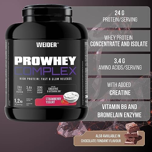 Weider ProWhey Complex (1,2kg) Strawberry-Yogurt Flavour. Formula Based on Whey Protein Weider buy supplements canada