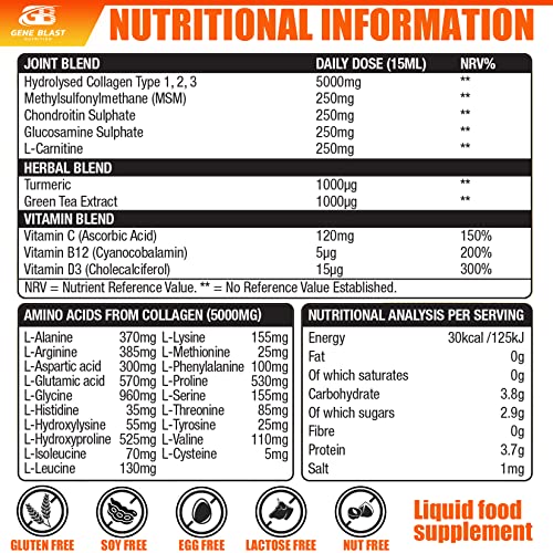 Gene Blast Body Flex, Liquid Joint Supplement w/Hydrolysed Collagen Type1 2 3 Plus Glucosamine GENE BLAST buy supplements canada