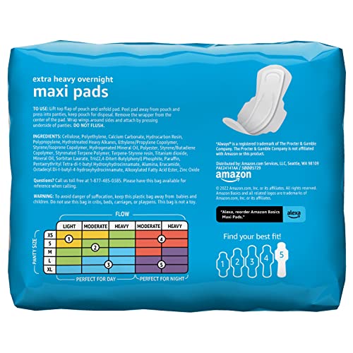 Amazon Basics Thick Maxi Pads with Flexi-Wings for Periods, Extra Heavy Overnight Absorbency Amazon Basics buy supplements canada