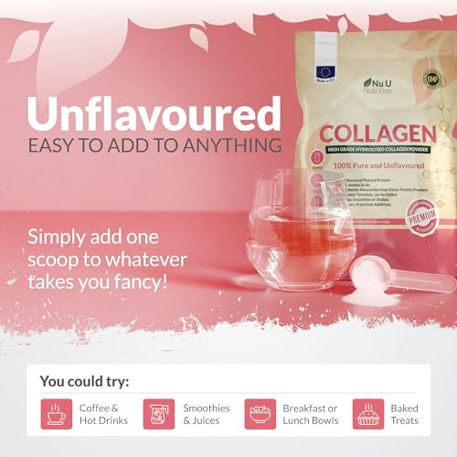 Collagen Powder 600g - 100 Servings - High Grade Pure Bovine 100% - Collagen Peptides Hydrolysate Nu U Nutrition buy supplements canada