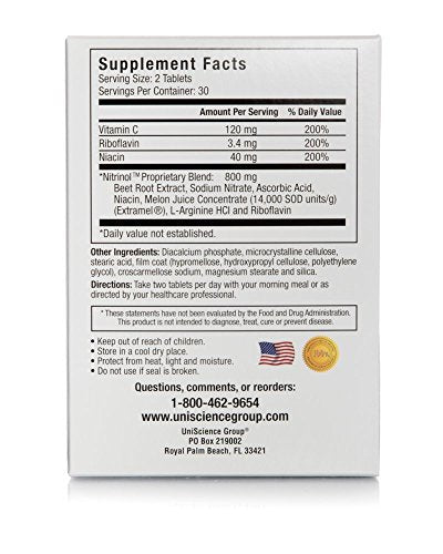 UniScience Group Nitrinol, Natural Nitric Oxide Booster with Beetroot Extract, 60 Tablets UniScience Group buy supplements canada