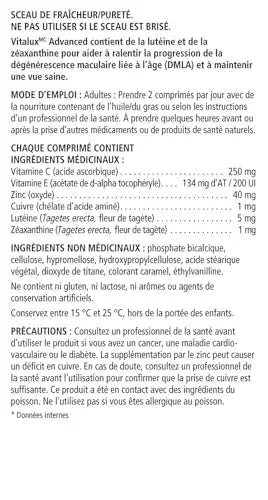 Vitalux Advanced Ocular Multivitamin 60 Count Vitalux buy supplements canada