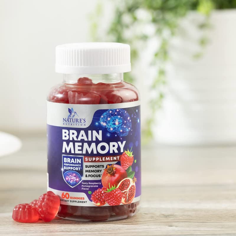 Brain Supplements for Memory & Focus Gummies - Brain Health Clarity with B6 B12 & Phosphatidylserine - Natural Nootropics Cognitive Concentration & Alertness Support Vitamins - 60 Vegan Gummies Nature's Nutrition buy supplements canada