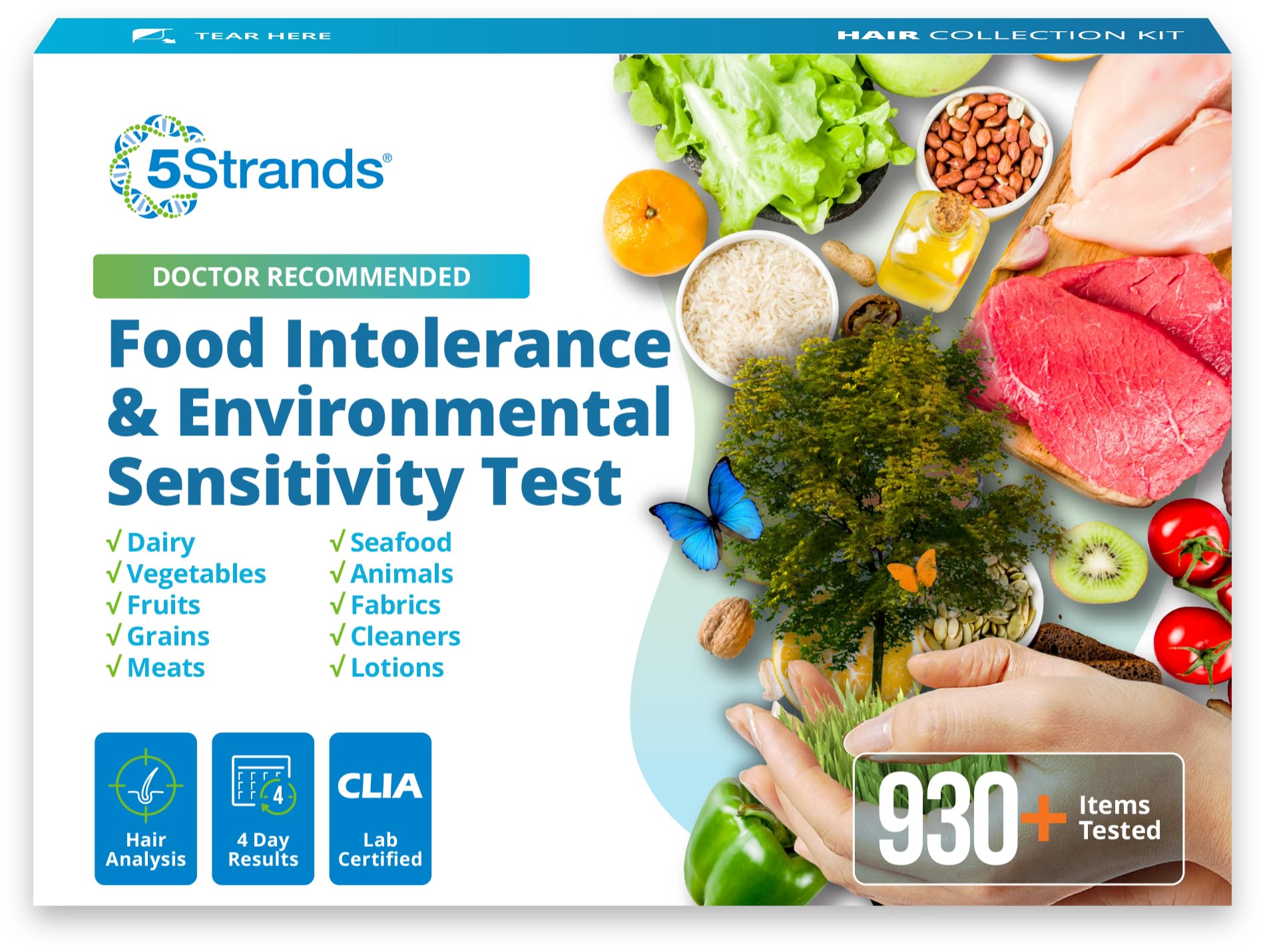 5Strands Food Intolerance & Environmental Sensitivity Test for Adults & Children, 950 Items Tested, Kids Intolerance Testing Kit, at Home Gut Health Assessment, Fast 4 Day Results - OzHealthStandard