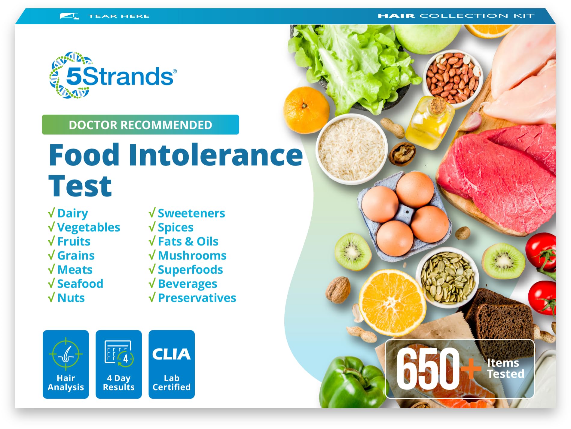 5Strands Food Intolerance Test, Accurate Hair Analysis, 658 Items Tested, at Home Food Sensitivity Test Kit for Adults & Kids, Gut Health Test, Results in 4 Days - OzHealthStandard