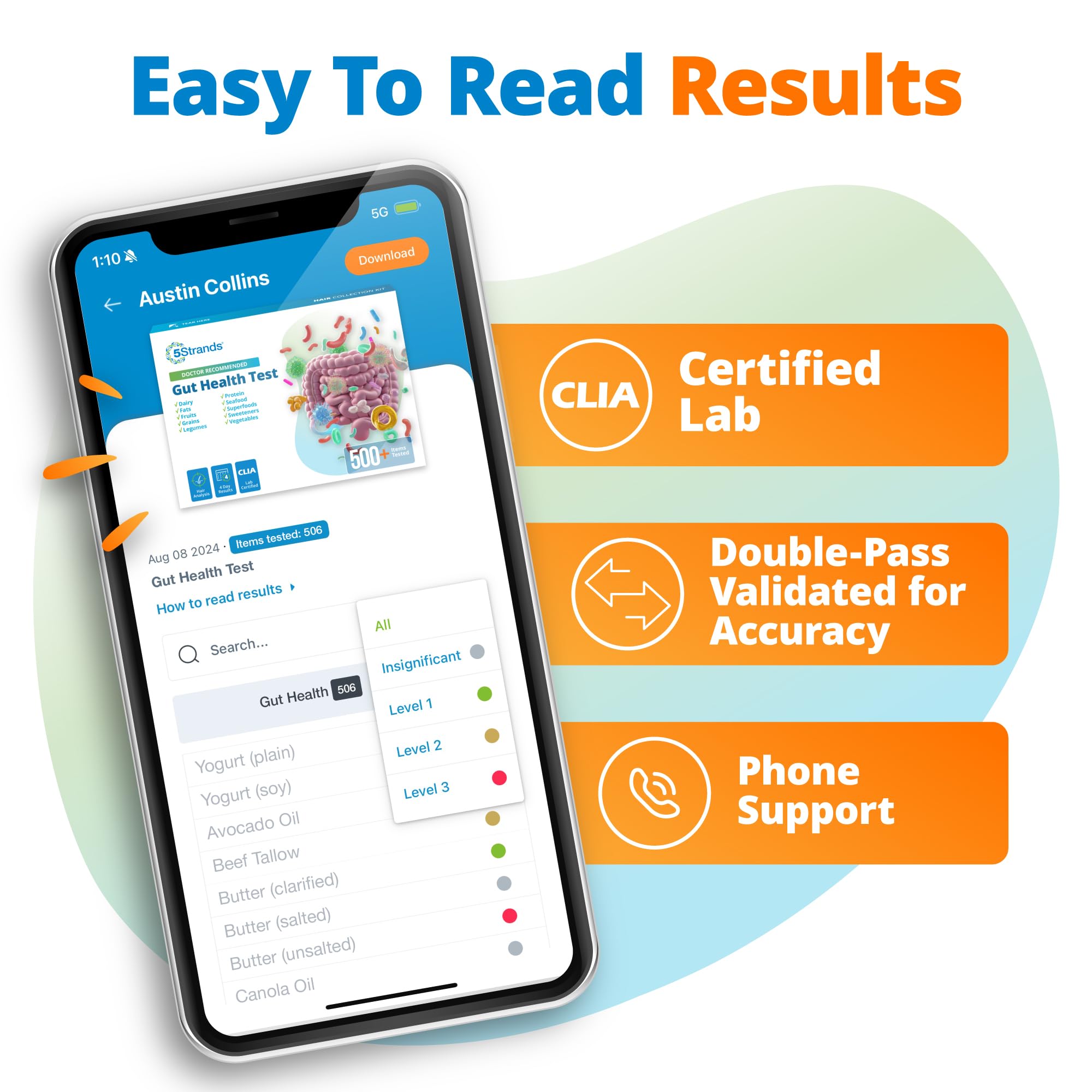 5Strands Gut Health Test for Adults & Kids, 500+ Items Tested, At-Home Hair Sample Screening for Food Intolerances Linked to Digestive Issues, Skin Irritation, Brain Fog & Headaches, Results in 4 Days - OzHealthStandard
