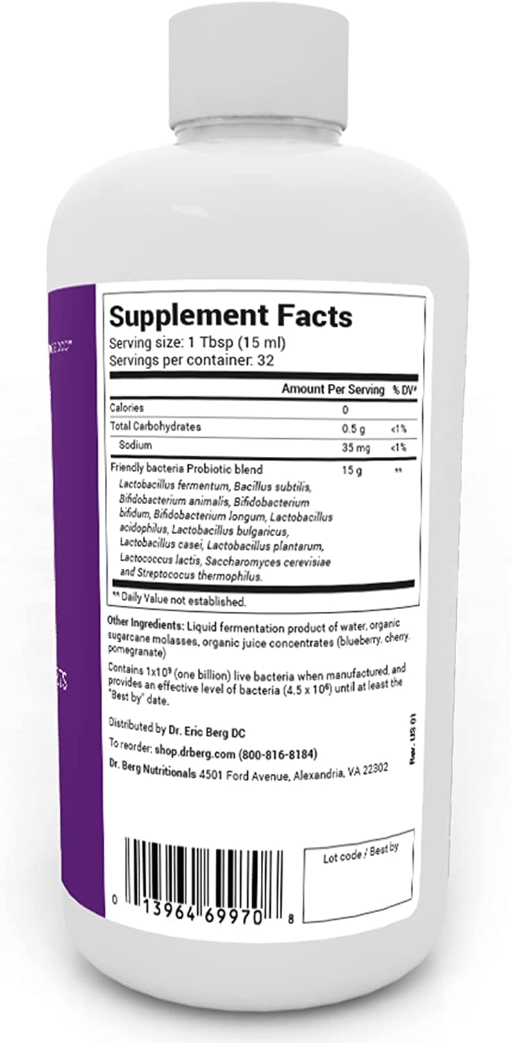 Dr. Berg's Friendly Probiotic Liquid Supplement Drink Mix w/ 12 Live Probiotics Strains Dr. Berg Nutritionals buy supplements canada
