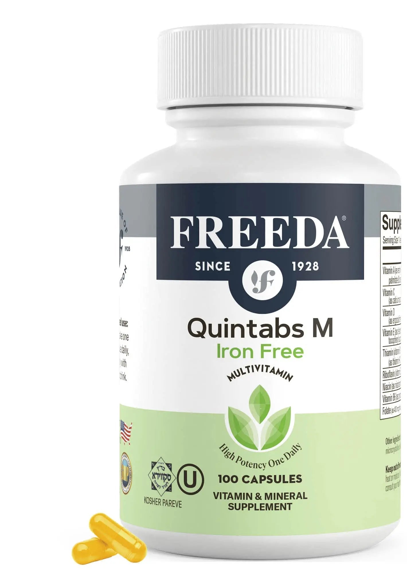 FREEDA One Daily Multivitamin Without Iron – Quintabs-M Iron-Free – Kosher, Balanced Multivitamin Supplements for Adults FREEDA buy supplements canada