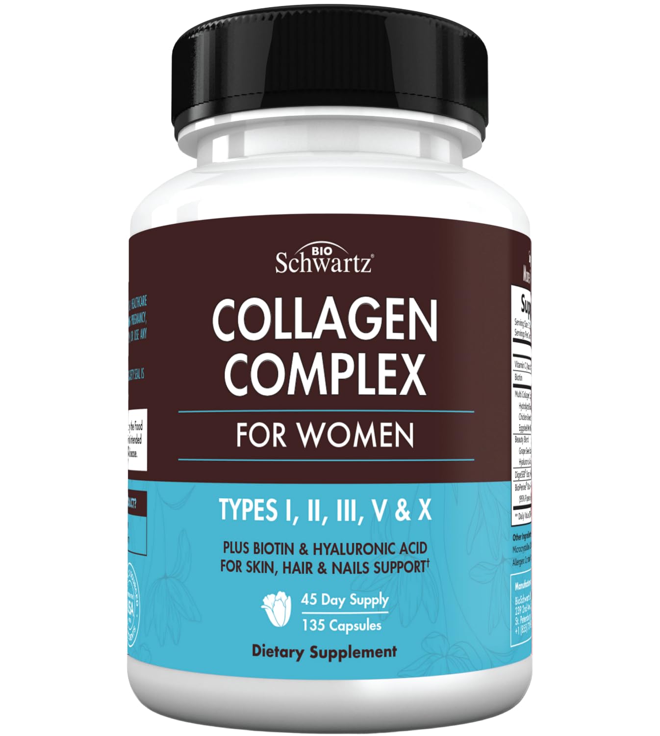 Multi Collagen Pills for Women (Types I II III V X) with Vitamin C Hyaluronic Acid Biotin BioSchwartz buy supplements canada