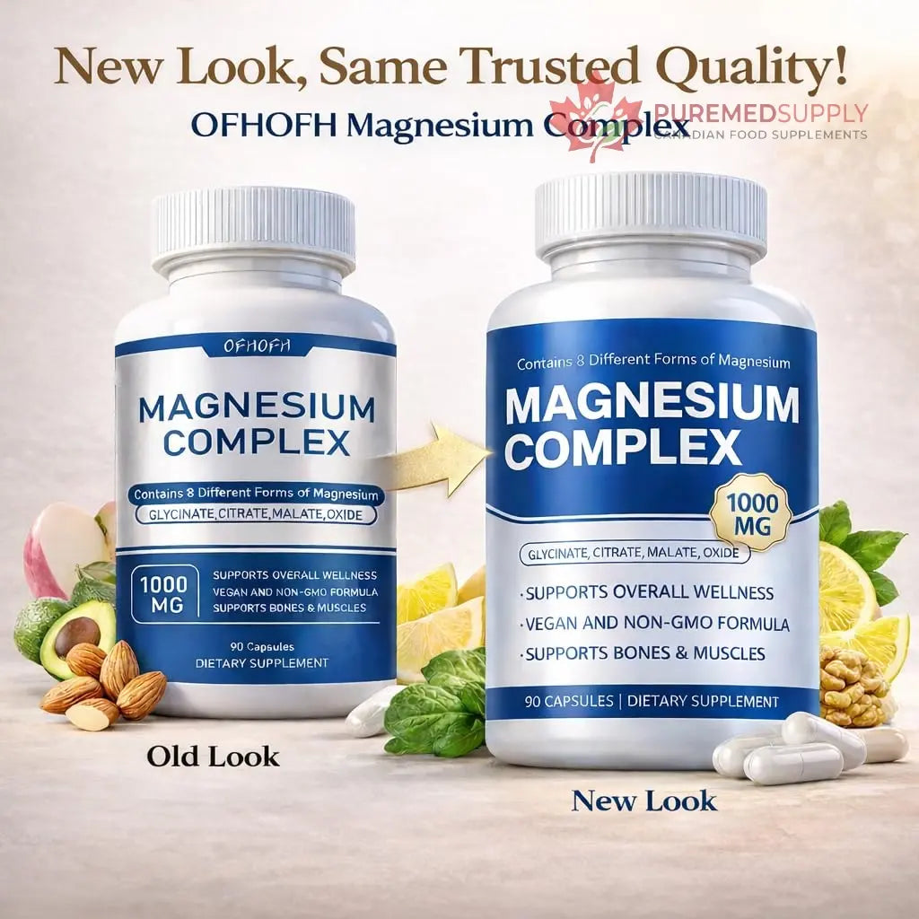 Magnesium Complex Supplement 8 Elemental - Magnesium Glycinate, Citrate, Malate, Oxide | Easy Absorption for Bones, Muscle, Energy, Vegan, Non-GMO 90 Capsules (1pc) OFHOFH buy supplements canada