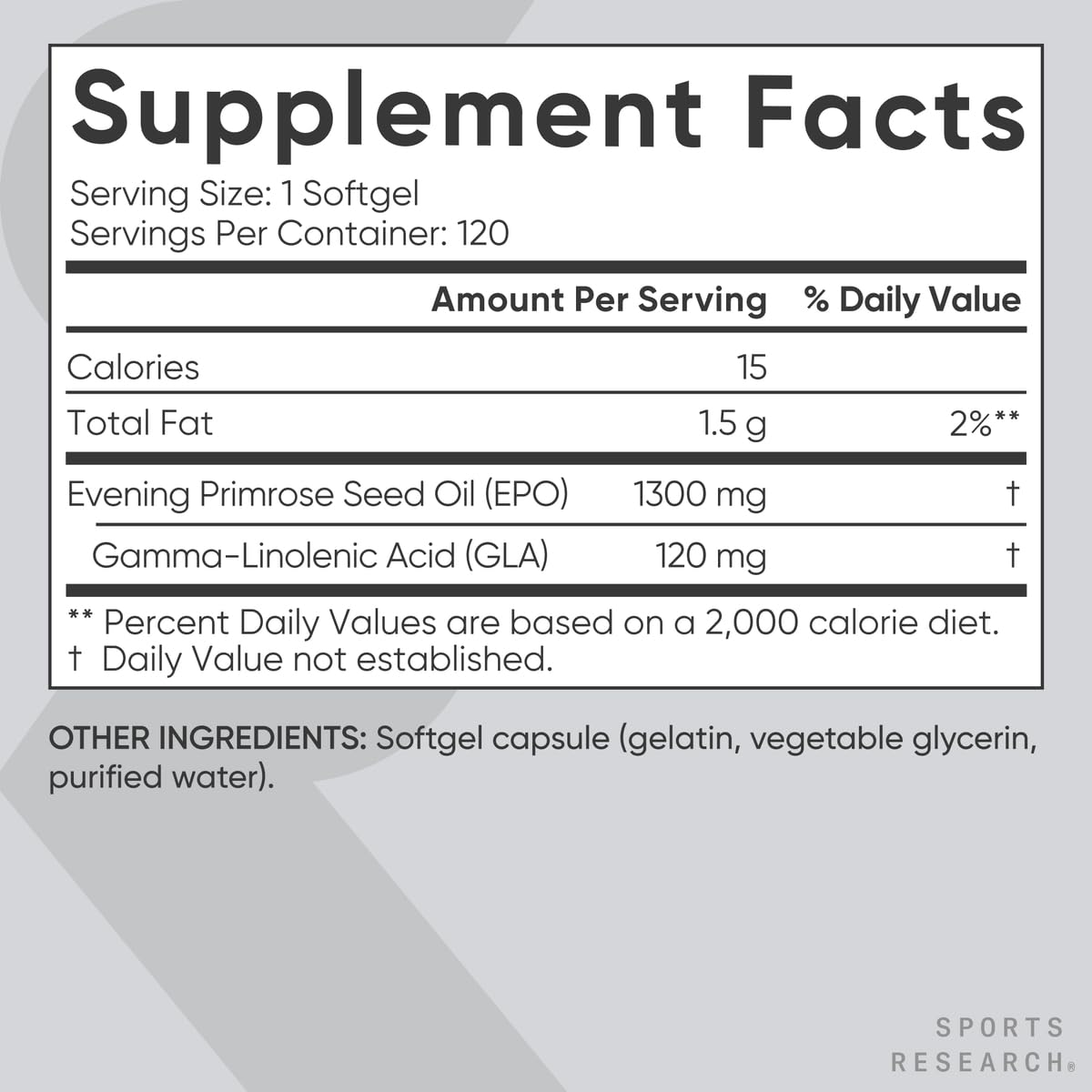 Sports Research Evening Primrose Supplement from Cold Pressed Oil - Softgels for Women’s Health & Skin Health - Gluten Free & Non-GMO GLA - High Potency 1300mg, 120 Count Sports Research buy supplements canada