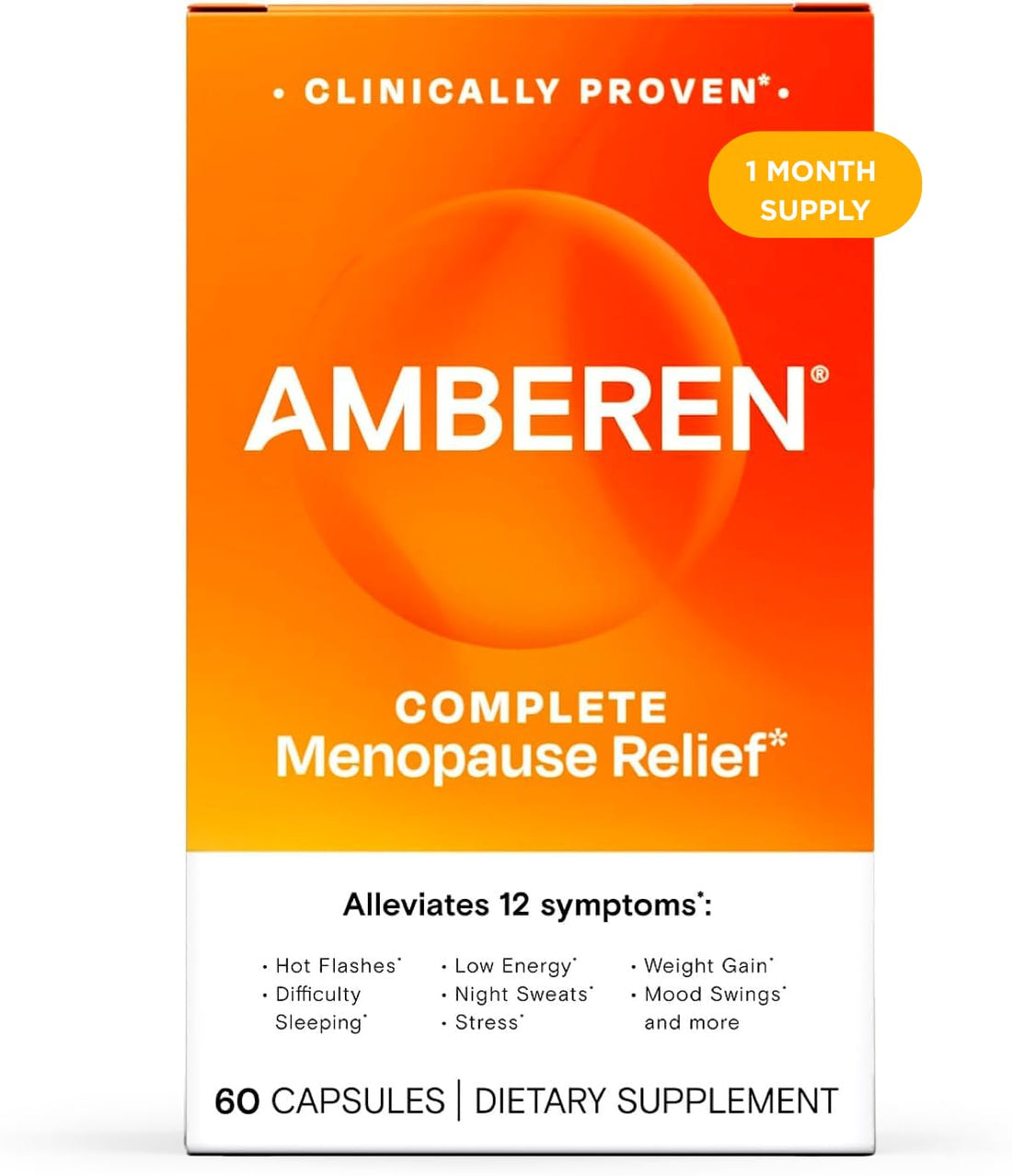 Amberen Menopause Supplement for Women, 60 Capsules, Clinically Proven, Helps Support Hormone Balance, Helps Relieve 12 Menopause Symptoms: Hot Flashes, Night Sweats, Mood Swings and More Amberen buy supplements canada