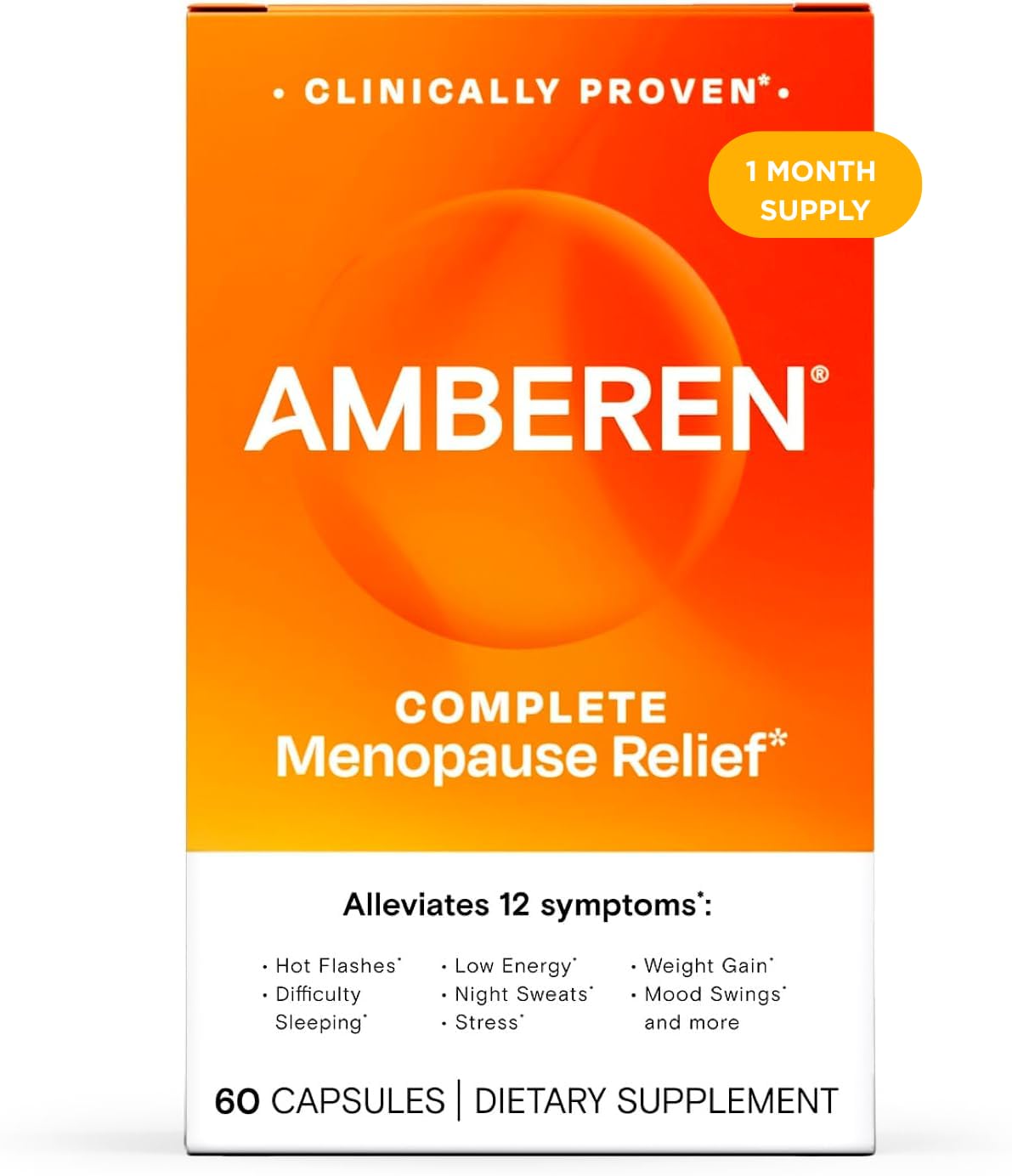 Amberen Menopause Supplement for Women, 60 Capsules, Clinically Proven, Helps Support Hormone Balance, Helps Relieve 12 Menopause Symptoms: Hot Flashes, Night Sweats, Mood Swings and More Amberen buy supplements canada