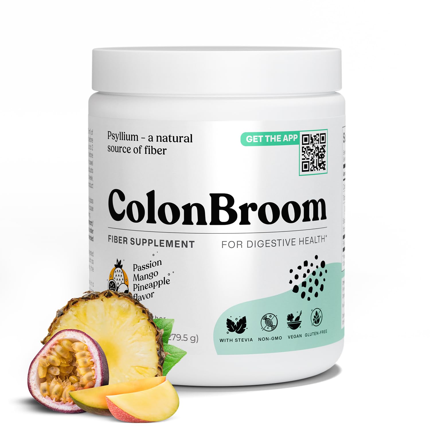 ColonBroom Psyllium Husk Powder with Stevia (Tropical Fruits) - Colon Cleanse for Bloating Relief & Gut Health - Colon Broom Fiber Powder Drink - Vegan Fiber Powder Stevia Supplement, 50 Servings ColonBroom buy supplements canada