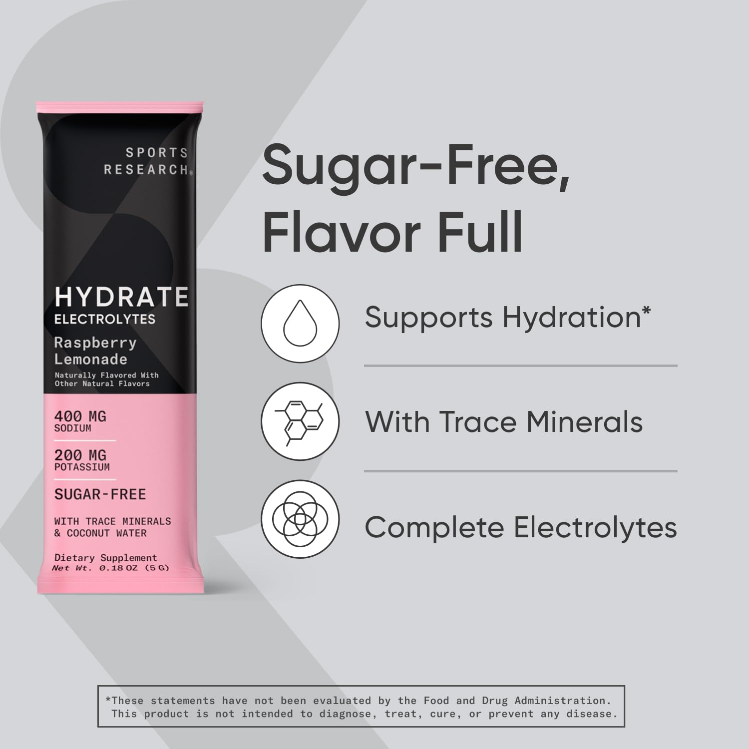 Sports Research Hydrate Electrolytes Powder Packets - Sugar-Free & Naturally Flavored Sports Research buy supplements canada