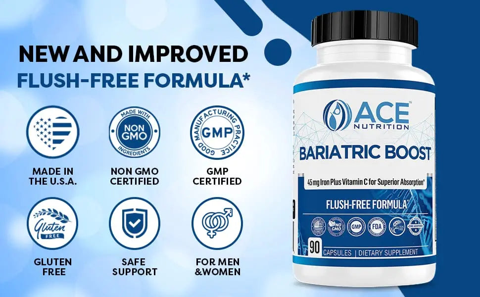 Bariatric Boost One-A-Day Multivitamin 90 Day Supply with 45mg Iron Post Gastric Bypass Sleeve Surgery | Non-GMO, Gluten Free, Bariatric Multivitamin Made in USA | ACE NUTRITION buy supplements canada