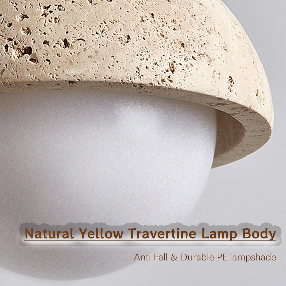 Spherical Wabi Sabi Pendant Light Natural Stone Retro Japanese Style Yellow Travertine Pendant Lighting Vintage Mini Wood Nordic Hanging Light for Kitchen Island Dining Room Bedroom Hallway Bedside OROILUPU buy supplements canada