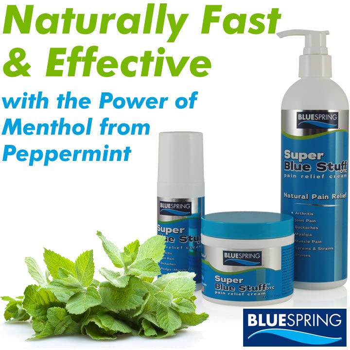 Super Blue Stuff OTC 12-oz. Pump Bottle - Natural, Made in USA, Paraben-free, Works in As Little As 5 Minutes for Joint/Muscle Pain, Backaches, Sprains/Strains, Bruises & Arthritis by Blue Spring Blue Spring buy supplements canada