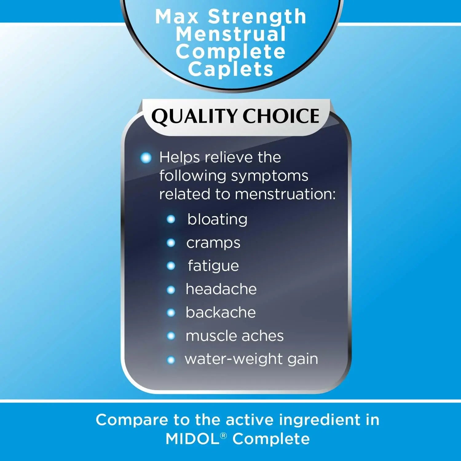 Quality Choice Menstrual Complete Max Strength Period Pain Relief, 500 mg of Acetaminophen, 60mg of Caffeine, 15mg of Pyrilamine Maleate, Cramps, Bloating, Headache. 24 Count. Quality Choice buy supplements canada