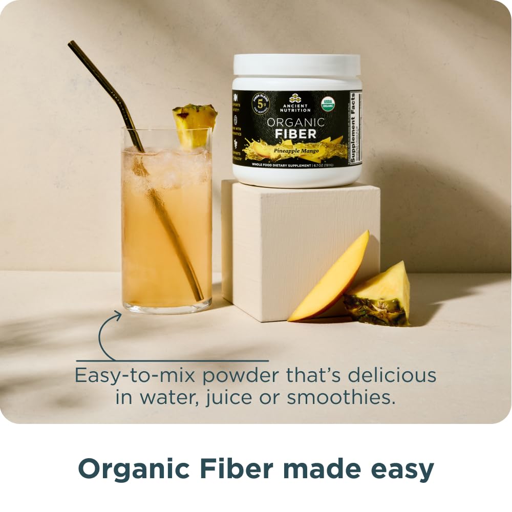Ancient Nutrition Organic Fiber Powder, Pineapple Mango, Soluble Fiber from Acacia & Konjac Root, Supports Digestive Health, Reduces Bloating, 6.4 oz Ancient Nutrition buy supplements canada