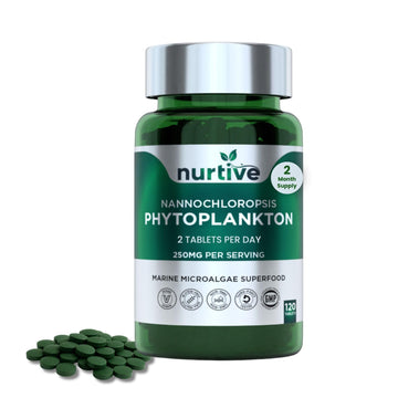 NURTIVE Nannochloropsis Phytoplankton Tablets – 250mg per Serving – Vegan, Gluten-Free, Non-GMO, No Fillers – Third-Party Tested, GMP Certified – 2 Tablets/Day for 2 Month, 120 Tablets/Bottle NURTIVE buy supplements canada