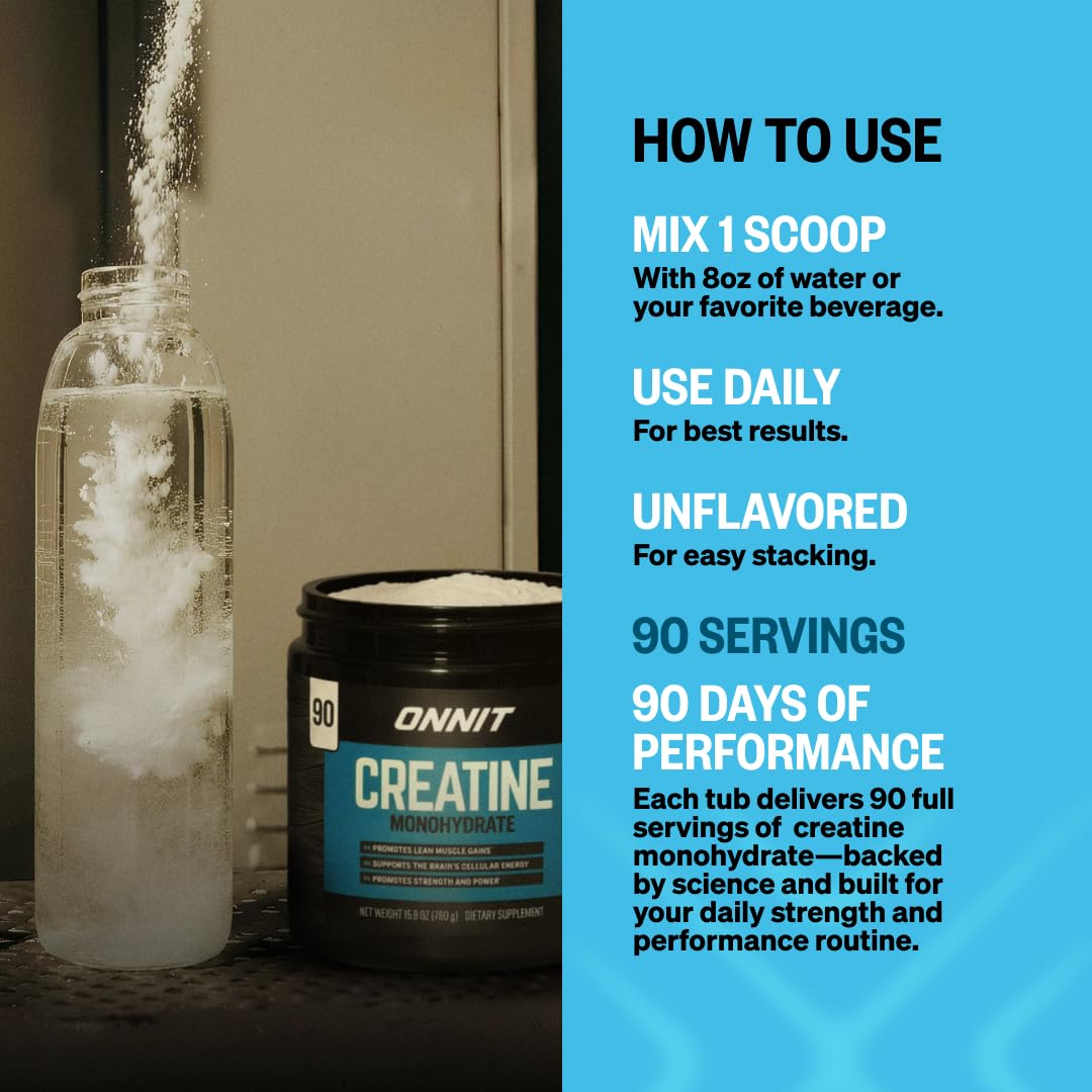 ONNIT Creatine Monohydrate Powder – Unflavored, 90-Serving Value Size – Supports Strength, Lean Muscle, and Brain Energy† – Keto Friendly, No Fillers, 90 Servings, 15.29 oz ONNIT buy supplements canada