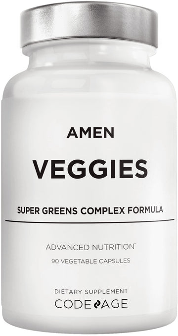 Amen Veggies, Daily Veggies Vitamins Supplement, Vegetables Vegan Blend & Whole-Food Raw Greens Multivitamin Capsules, Mushroom Complex, Superfood, Minerals, Green Vegetable Nutrients, Non-GMO, 90 ct Amen buy supplements canada