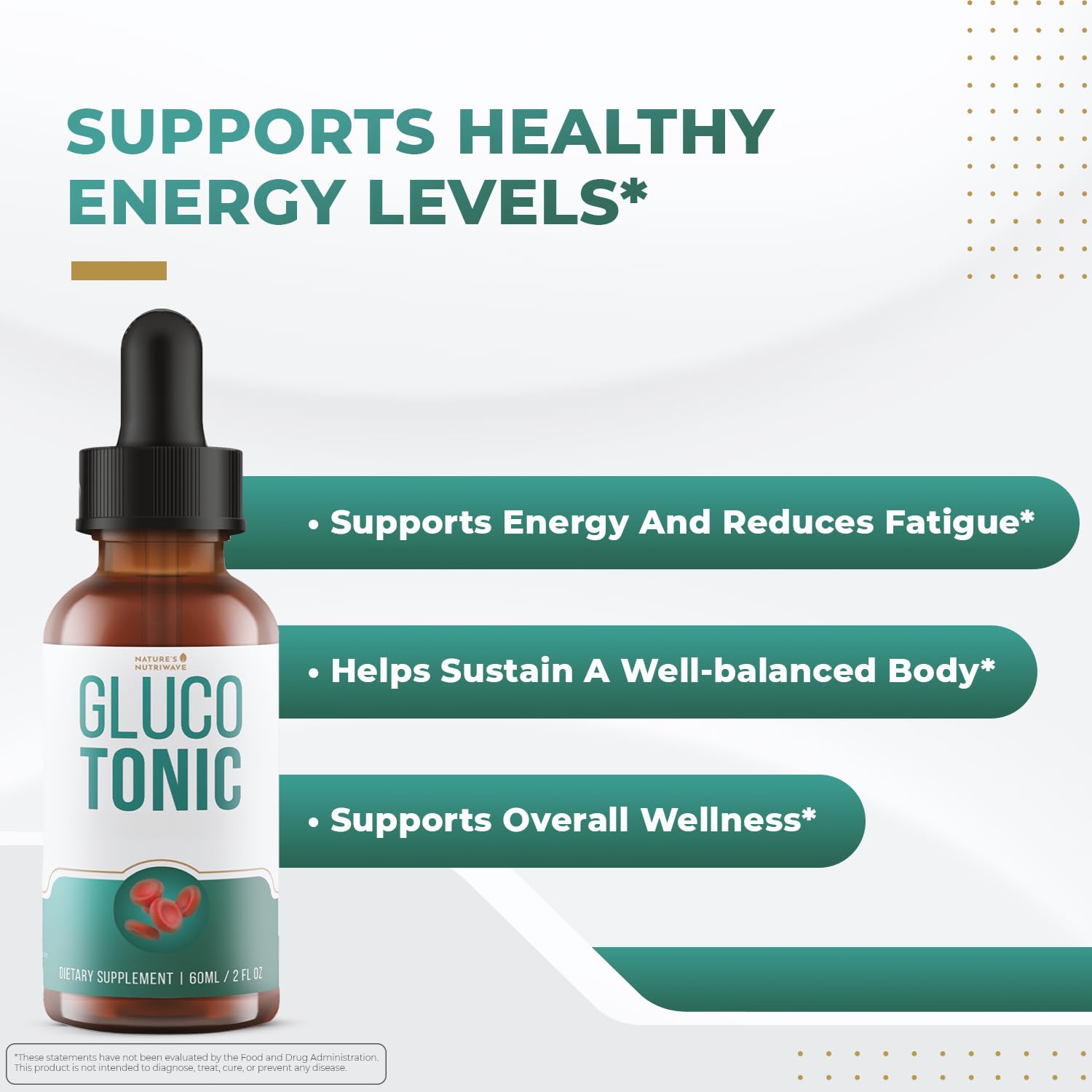 Nature’s NutriWave GlucoTonic – Liquid Formula with Chromium & Herbal Extracts – Natural Flavor – Non-GMO – 60ml, 2FL OZ, 60 Servings, 1 Month Supply Nature’s NutriWave buy supplements canada