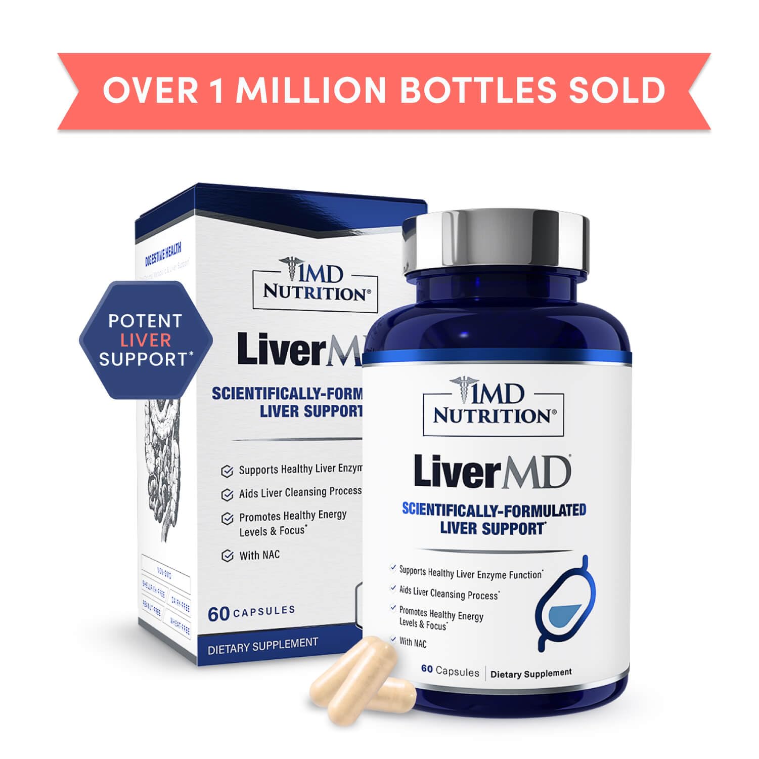1MD Nutrition LiverMD - Liver Support Supplement | Siliphos Milk Thistle Extract & NAC - Supports Healthy Energy, Immunity & Overall Health 1MD Nutrition buy supplements canada
