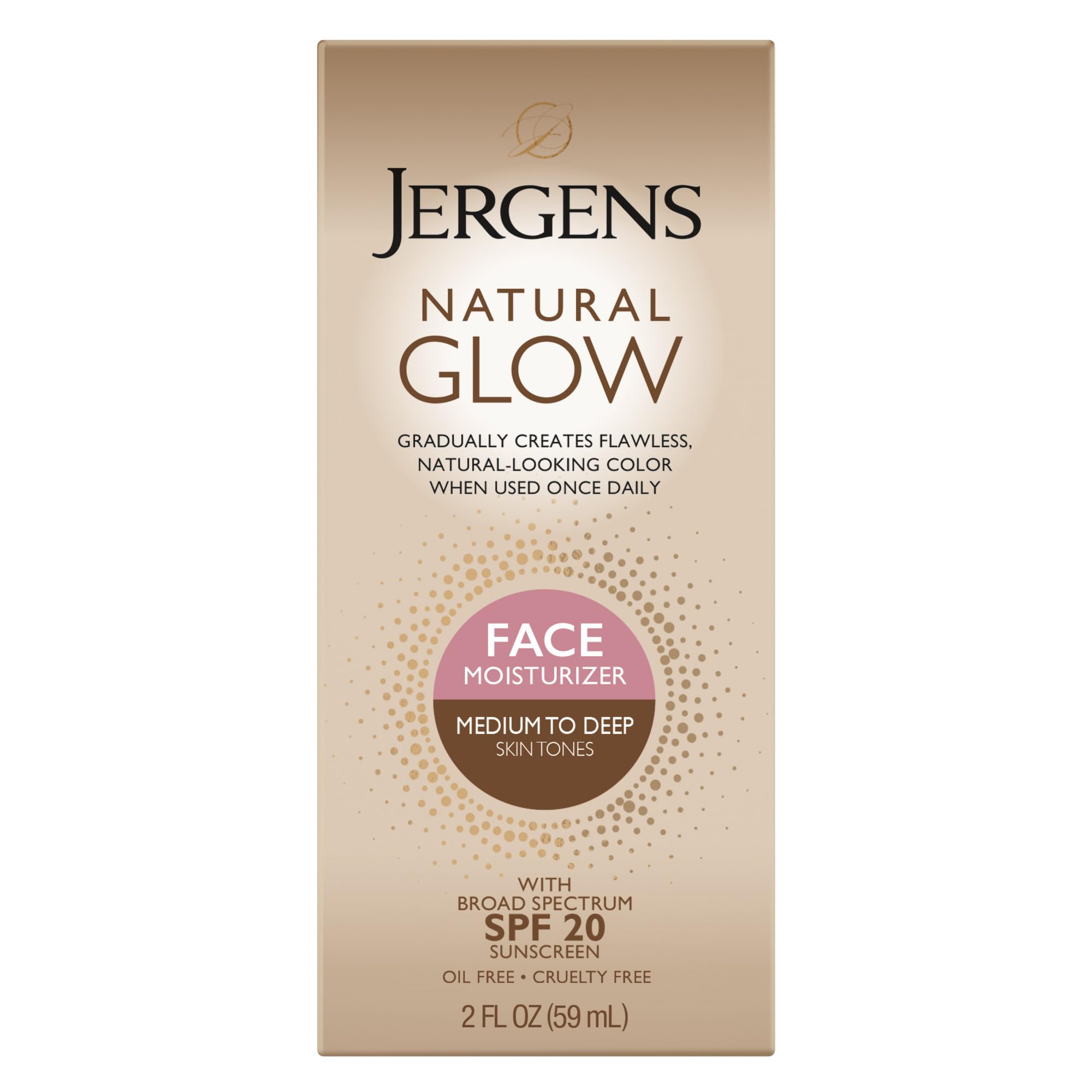 Jergens Natural Glow Self Tanner Face Moisturizer with SPF 20 Facial Sunscreen, Medium to Deep Skin Tone, Sunless Tanning, Oil Free Jergens buy supplements canada