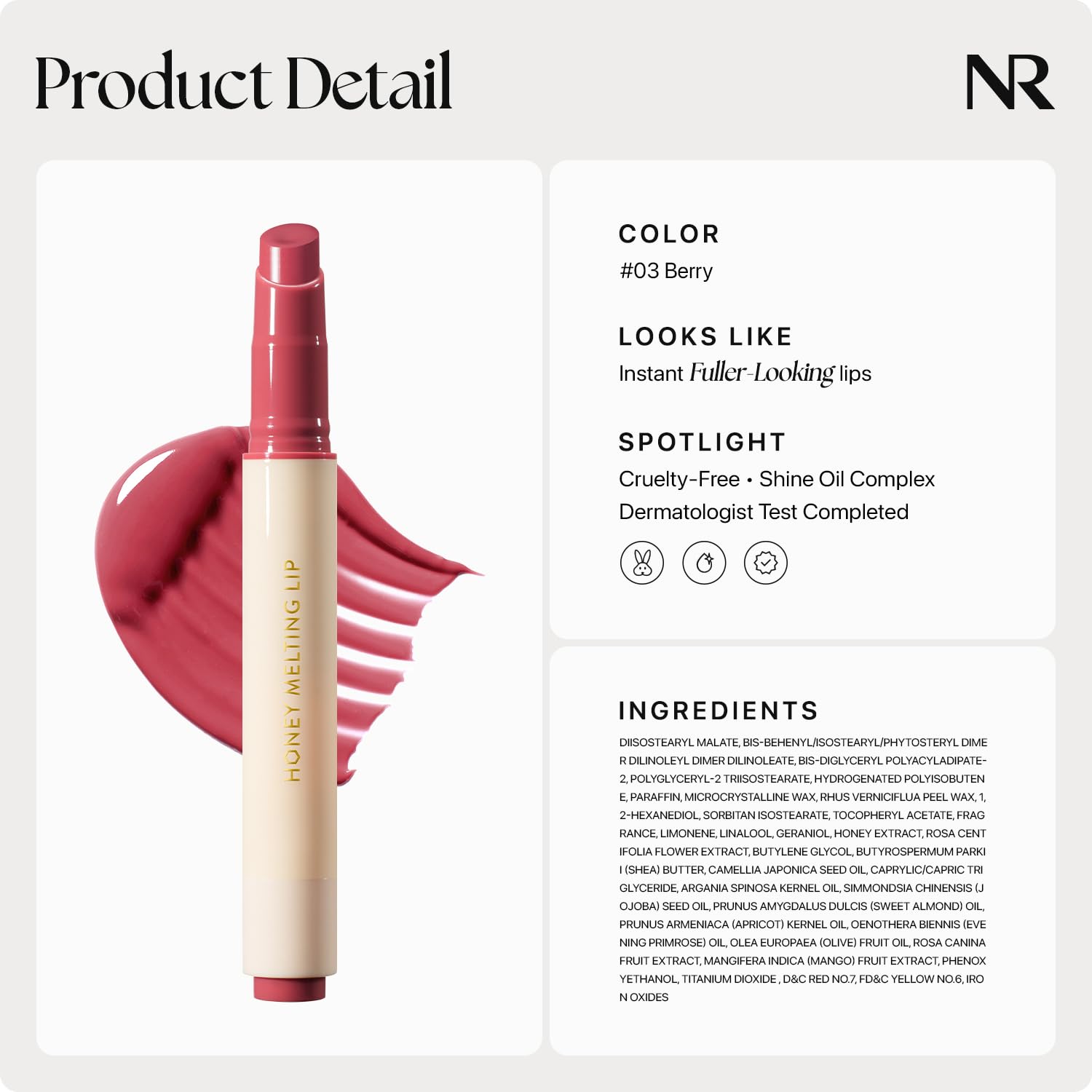 Nature Republic HONEY MELTING LIP (03 BERRY) SOFT LIP STICK, Hydrating Gloss, Moisturizing balms, Sheer tint, Shine & Glowy Finish, korean make up Nature Republic buy supplements canada