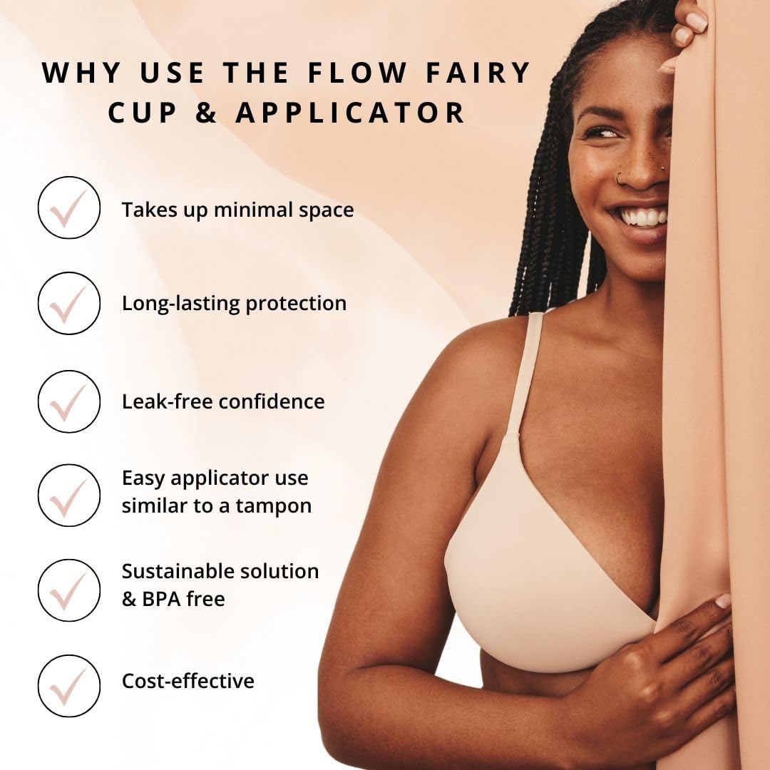 Flow Fairy Reusable Menstrual Cup with Applicator for Easy Insertion- 100% Medical Grade Silicone Period Cup Flow Fairy buy supplements canada
