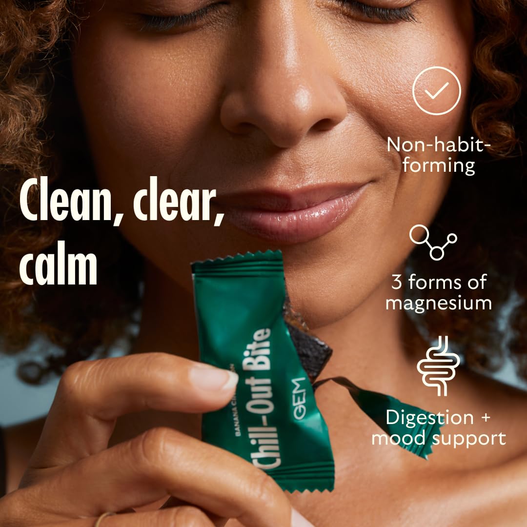 GEM Calm Bite | Supports Calm Mind & Clarity | Magnesium L-Threonate, Golden Chlorella, Lemon Balm | Holistic Non-Habit Forming | Gluten Free, Soy Free, Banana Cinnamon (7 Count) GEM buy supplements canada