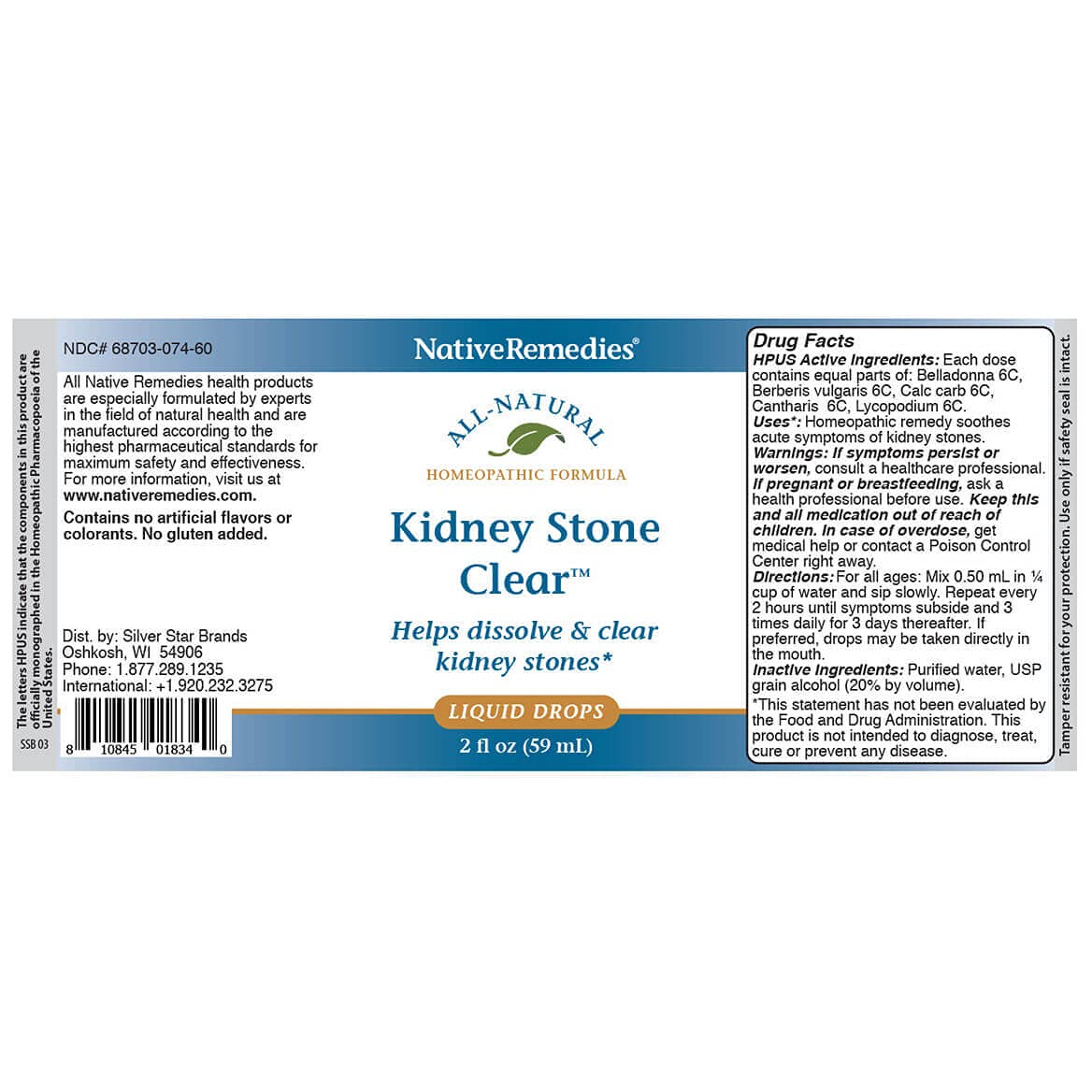 Native Remedies Kidney Stone Clear - Natural Homeopathic Formula Temporarily Helps Dissolve and Clear Kidney Stones - Relieves Pain, Nausea and Vomiting - 59 mL Native Remedies buy supplements canada