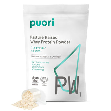 Puori Whey Protein Powder, Bourbon Vanilla - PW1 Pasture-Raised, Grass-Fed Whey Protein Powder Drink Mix containing BCAA Amino Acids - Post-Workout Supplement Puori buy supplements canada