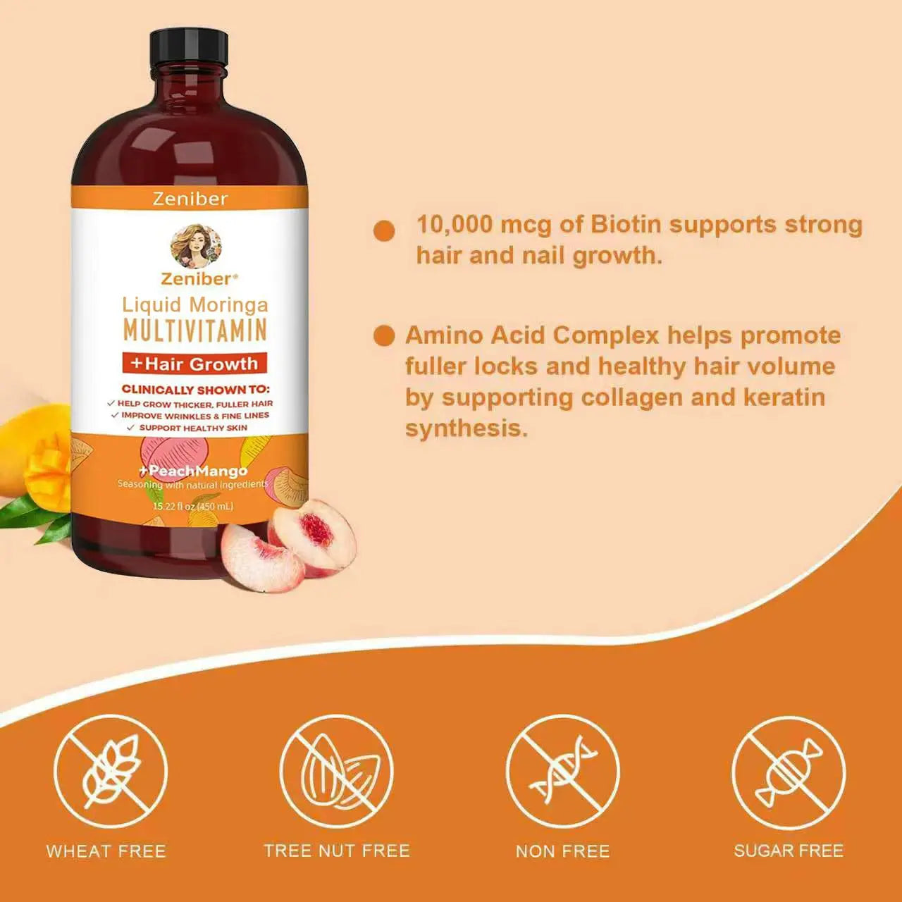 Zeniber MaayRuth Multivitamins Hair Growth&Liquid Multivitamins for Women, Biotin 10000mcg Liquid Multivitamin Hair Growth Supplement, 15.22 OZ Zeniber buy supplements canada