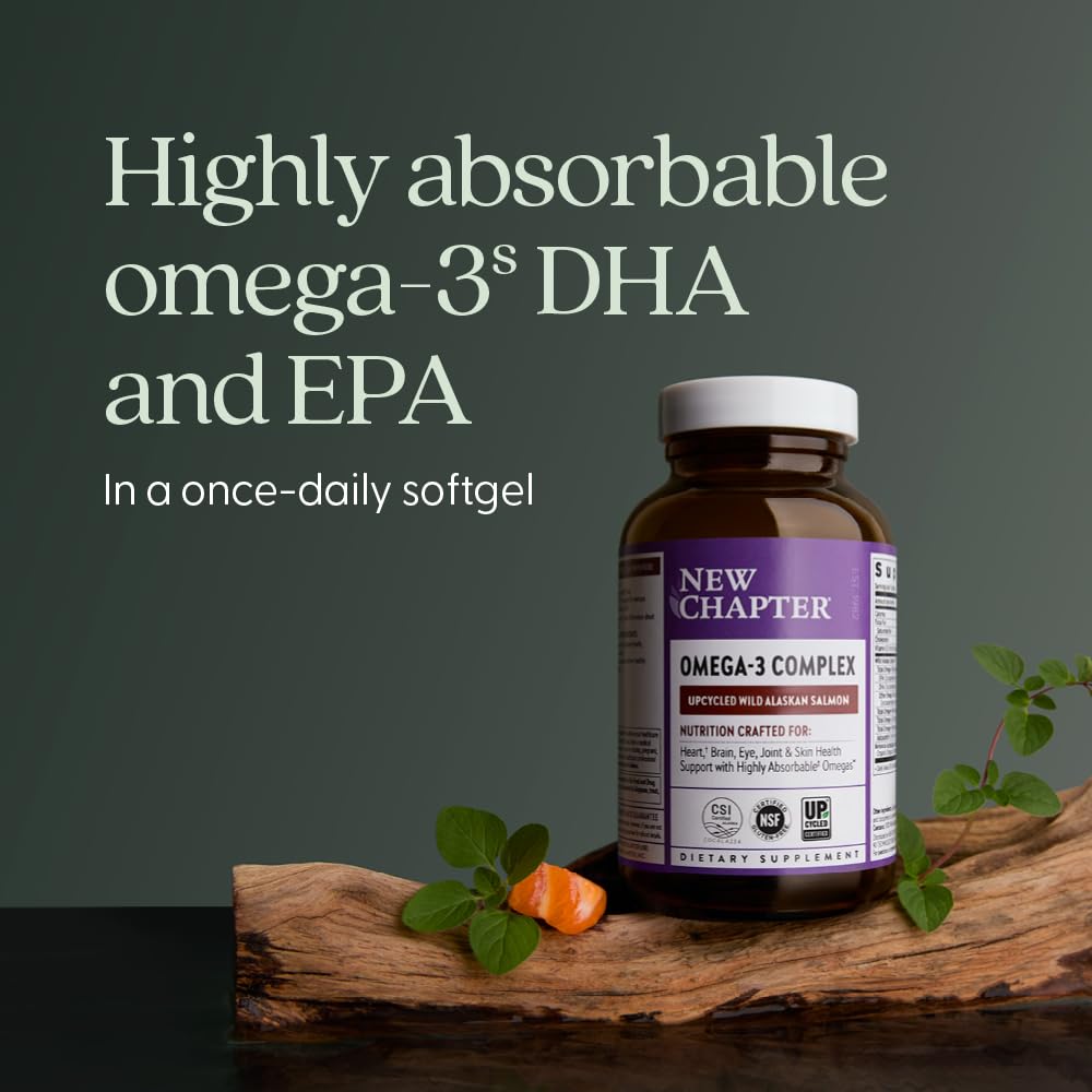New Chapter Omega-3 Complex, 1000mg Softgels, Fish Oil Supplement Wild Alaskan Salmon for Heart, Brain, Eye, Joint & Skin Health Support - 30 Count New Chapter buy supplements canada