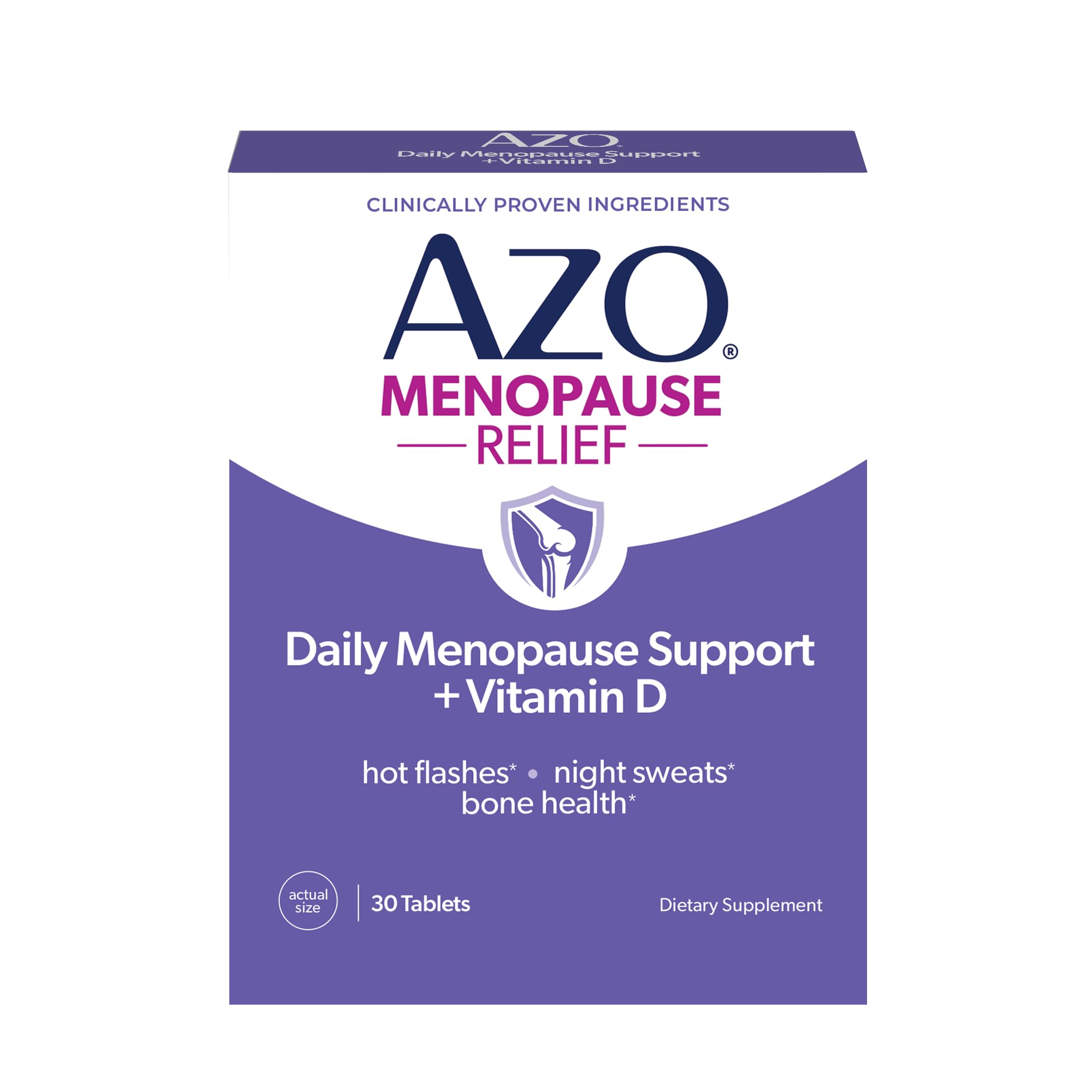 AZO® Daily Menopause Relief + Vitamin D to Support Strong Bones, Menopause Supplements for Women, Reduces Hot Flashes and Night Sweats* - 30 Count AZO buy supplements canada