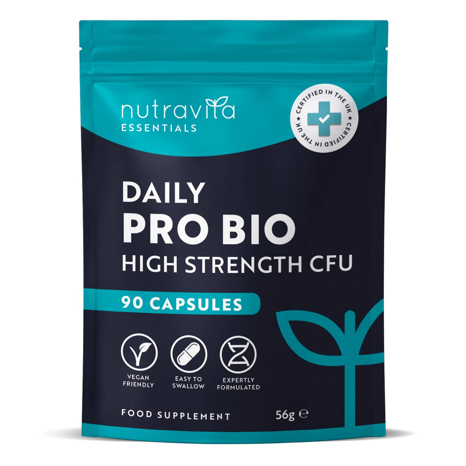 Probiotics for Gut Health - 90 Vegan Capsules (Not Tablets) for Bloating Relief Nutravita buy supplements canada