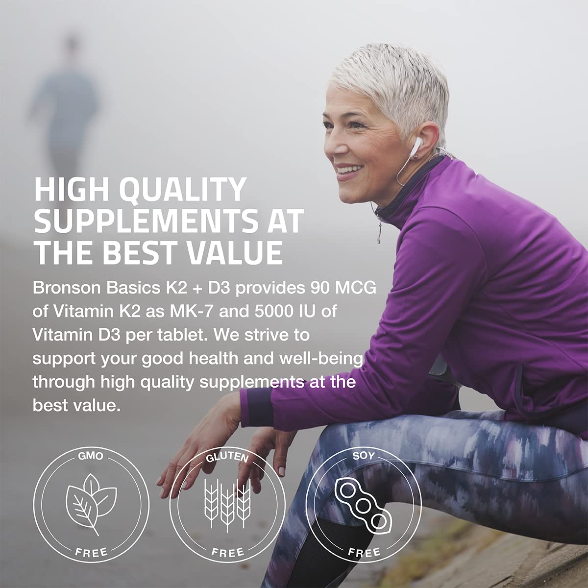 Bronson Basics Vitamin K2 D3 (MK7) Supplement Non-GMO Formula 5000IU (125 mcg) Bronson buy supplements canada