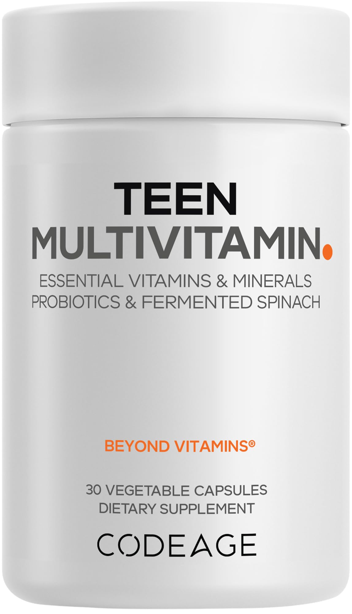 Codeage Teen Multivitamin - Vitamins A, C, D3, B6, B12, Folate, Zinc, Magnesium, Iron, Probiotics, Fermented Spinach - Multivitamins for Teenage Boys and Girls - Non-GMO, Gluten-Free - 30 Capsules Codeage buy supplements canada