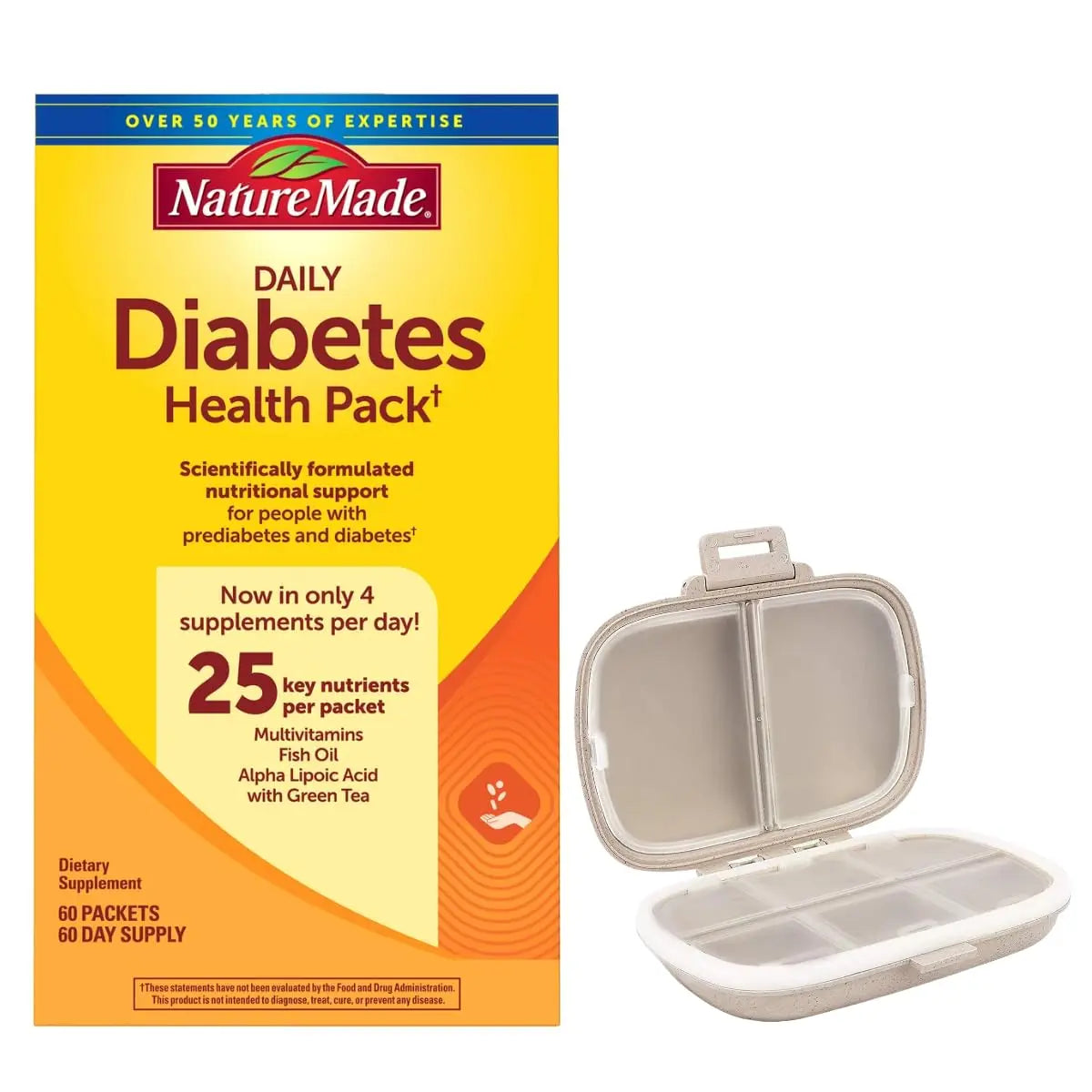 Nature Made Daily Diabetes Health Pack, Dietary Supplement for Nutritional Support, 60 Packets Bundle with a Pill oragnizer (2 Items) Nature Made buy supplements canada