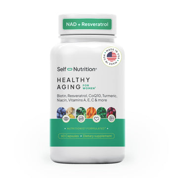 SELF NUTRITION NAD+ Resveratrol Supplement for Women – Healthy Aging Formula with CoQ10, Biotin, Turmeric & Vitamins A, C, E – Supports Energy, Skin & Longevity – 60 Capsules. Made in USA. SELF NUTRITION buy supplements canada